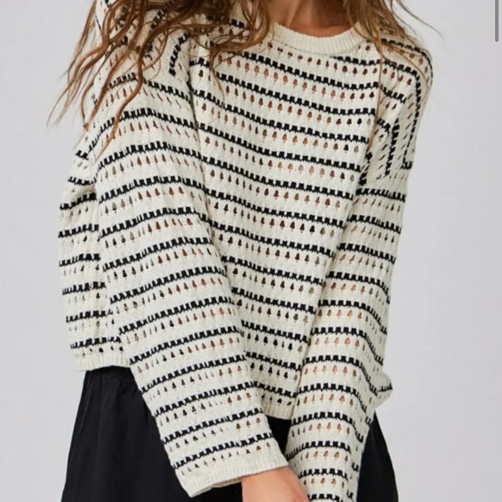 Bella Dahl open knit stripe crew